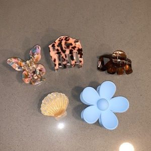 Flower, Butterfly, & sea Shell Claw Hair Clip Bundle